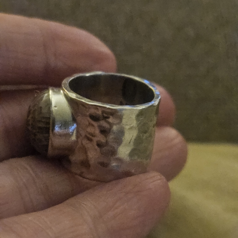 NICKY BUTLER HEAVY CIGAR BAND HAMMERED STERLING W/SINGLE STUNNING CENTER STONE!♡ - Picture 9 of 16